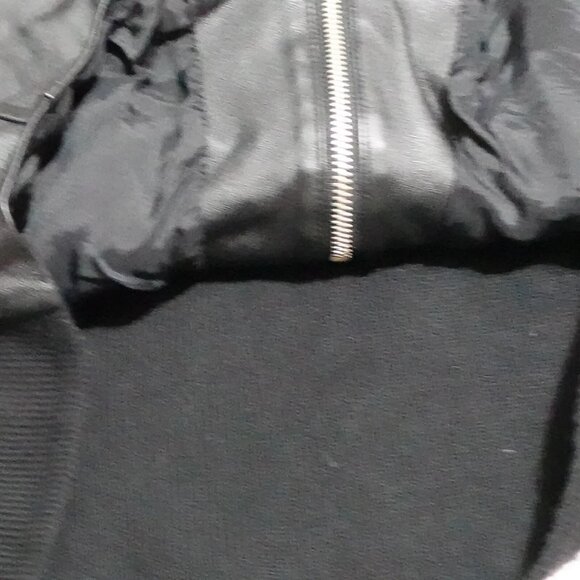 Vintage Pendleton Leather Sweater Jacket Women's Medium Petite Black Full Zip - Picture 4 of 7